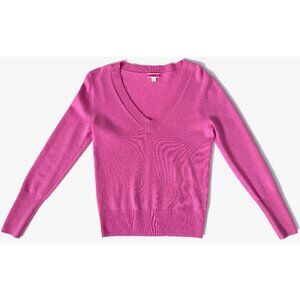 J Crew 100% cashmere V-neck fitted sweater women size XS pink pullover AD465
